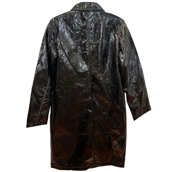 Elie Tahari Women's M Faux Leather Lightweight Maxi Shirt Jacket Coat - Picture 3 of 13